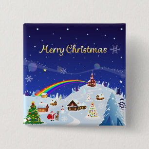 Merry Christmas and Rainbow Santa 15 Cm Square Badge
