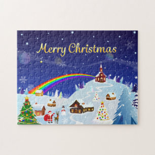 Merry Christmas and Rainbow Santa Jigsaw Puzzle