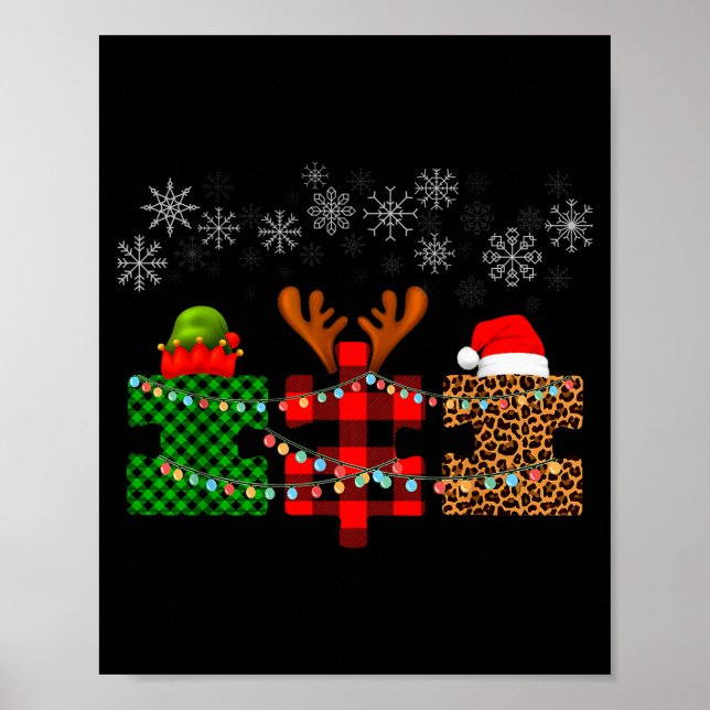 Merry Christmas And Snowflakes Autism Merry Christ Poster (Front)