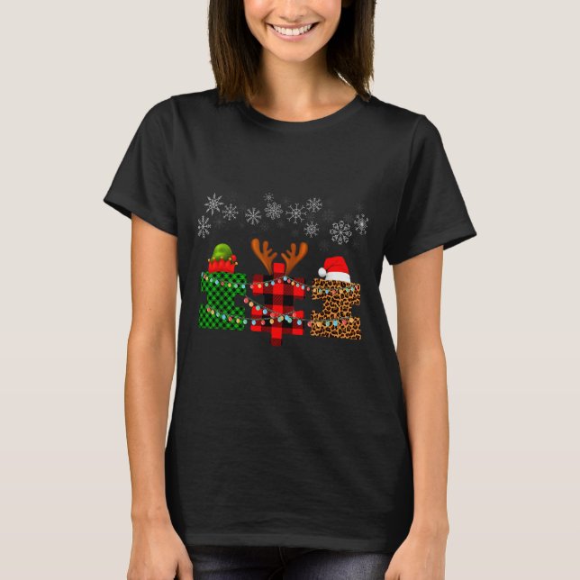 Merry Christmas And Snowflakes Autism Merry Christ T-Shirt (Front)
