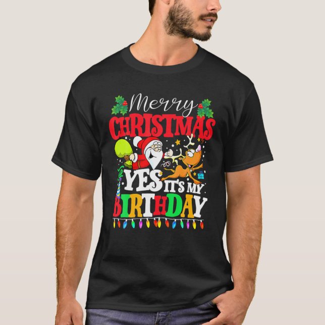 Merry Christmas And Yes It's My Birthday Xmas Boy T-Shirt (Front)