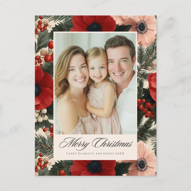 Merry Christmas Anemone Floral Background holiday  (Front)
