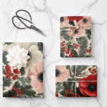 Merry Christmas Anemone Floral Background Wrapping Paper Sheet<br><div class="desc">Merry Christmas Anemone Floral Background holiday design</div>