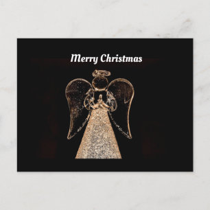 Merry Christmas Angel Black/Gold  Holiday Postcard