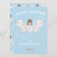 Merry Christmas Angel Dark Hair Blue