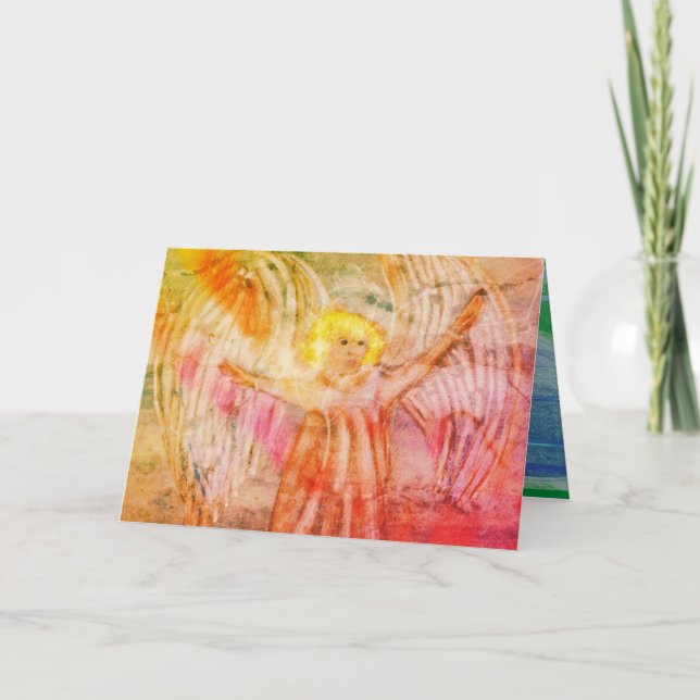 Merry Christmas Angel Herald Rejoice Holiday Card (Front)
