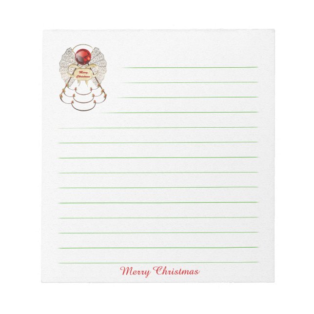 Merry Christmas Angel Notepad - Template (Front)