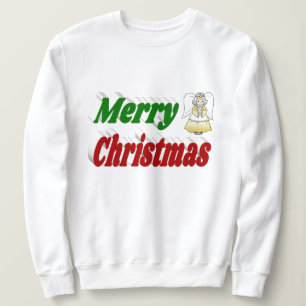 Merry Christmas Angel red green typography Sweatshirt