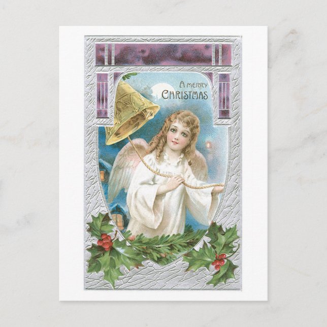 Merry Christmas - Angel Rings the Bell of Joy Holiday Postcard (Front)