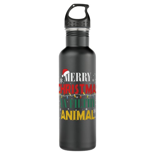 merry christmas animal 710 ml water bottle (Front)