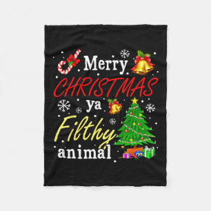Merry Christmas Animal Filthy Ya Funny Xmas Family Fleece Blanket