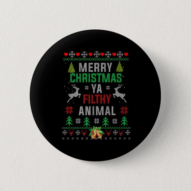 Merry Christmas Animal Filthy Ya Shirt Funny Xmas  6 Cm Round Badge (Front)