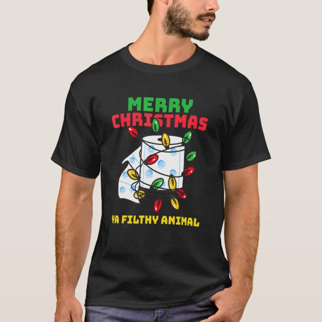 Merry Christmas Animal Filthy Ya Toilet Paper T-Shirt (Front)