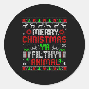 Merry Christmas Animal Filthy Ya Xmas Family Pajam Classic Round Sticker
