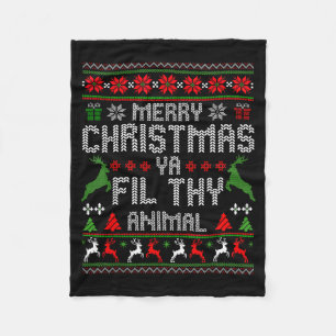 Merry Christmas Animal Filthy Ya Xmas Pajama Chris Fleece Blanket