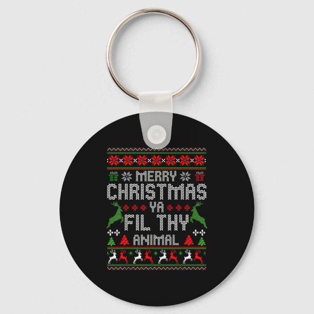 Merry Christmas Animal Filthy Ya Xmas Pajama Chris Key Ring (Front)