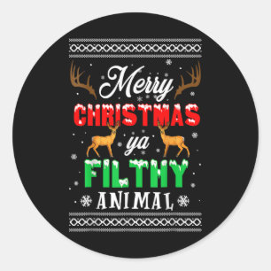 Merry Christmas Animal Filthy Ya Xmas Pajama  Classic Round Sticker