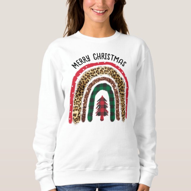 Merry Christmas Animal Print Rainbow Sweatshirt (Front)