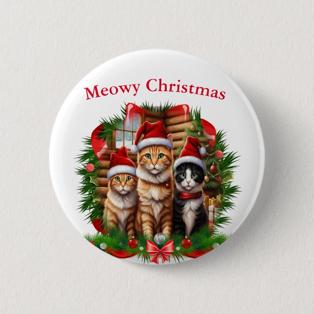 Merry Christmas Animals 6 Cm Round Badge (Front)