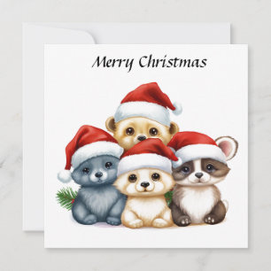 Merry Christmas Animals Holiday Card