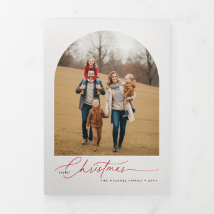 Merry Christmas Arch Multi Photo Gallery Family Tri-Fold Card