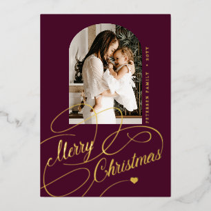 Merry Christmas arch photo real burgundy gold