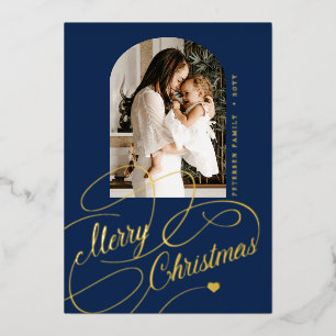 Merry Christmas arch photo real navy gold