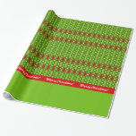 Merry Christmas! Argyle Stripes Red & Green Custom Wrapping Paper<br><div class="desc">Custom Christmas wrapping paper has a fancy red and green argyle striped pattern with white polka dots and a solid green lower edge.  In the red stripe is the phrase,  "Merry Christmas!",  which can be changed to any phrase or name you prefer.</div>
