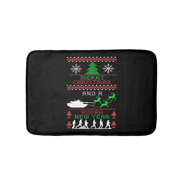 Merry Christmas Army New Year Bath Mat (Front)