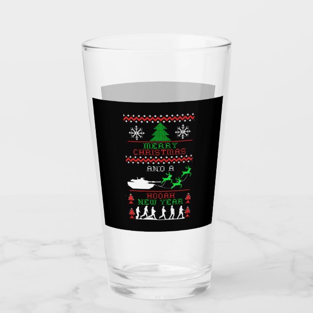 Merry Christmas Army New Year Glass (Front)
