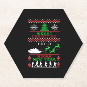 Merry Christmas Army New Year Paper Coaster