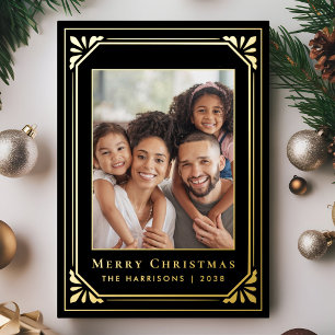 Merry Christmas Art Deco Photo Black Gold