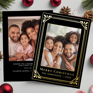 Merry Christmas Art Deco Photo Black Gold