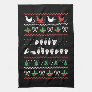 Merry Christmas - ASL American Sign Language I Tea Towel