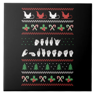 Merry Christmas - ASL American Sign Language I Tile