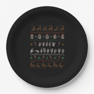Merry Christmas - ASL American Sign Language II Paper Plate