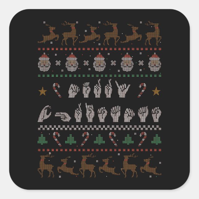 Merry Christmas - ASL American Sign Language II Square Sticker (Front)