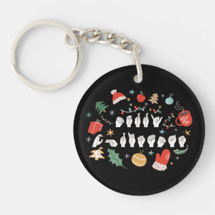 Merry Christmas - ASL American Sign Language III Key Ring