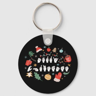Merry Christmas - ASL American Sign Language III Key Ring