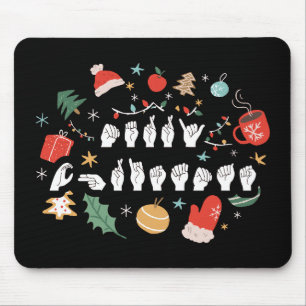Merry Christmas - ASL American Sign Language III Mouse Pad