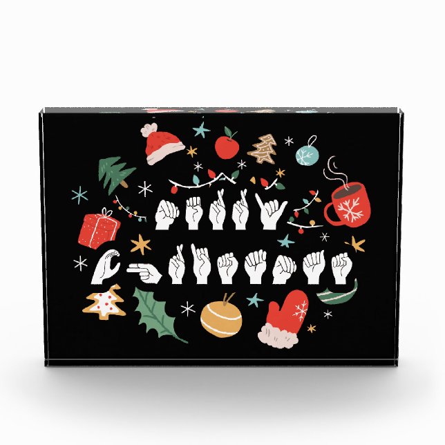 Merry Christmas - ASL American Sign Language III Photo Block (Front)
