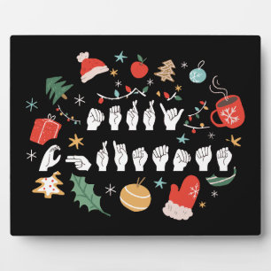 Merry Christmas - ASL American Sign Language III Plaque