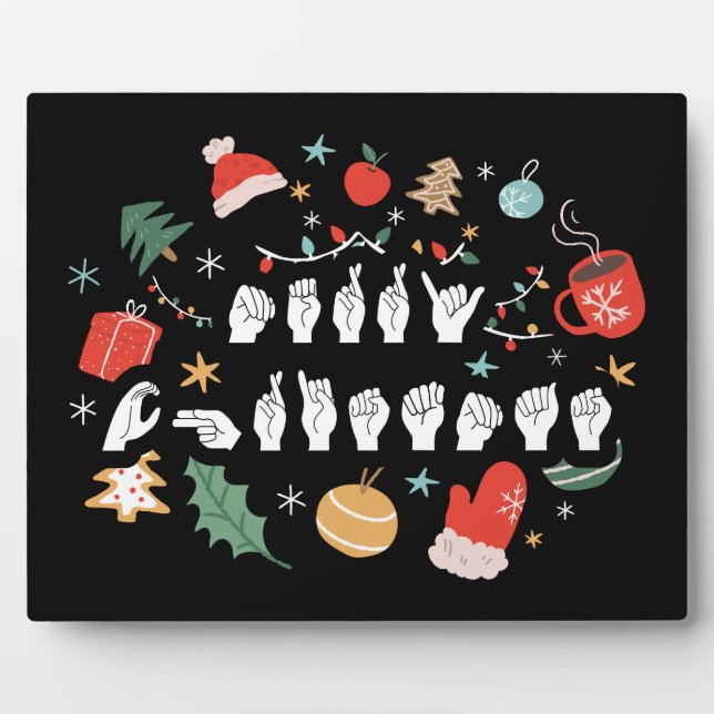 Merry Christmas - ASL American Sign Language III Plaque (Front)