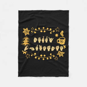 Merry Christmas Asl Sign Language Deaf Sped Women  Fleece Blanket