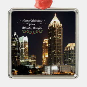 Merry Christmas, Atlanta, Georgia Skyline Metal Tree Decoration