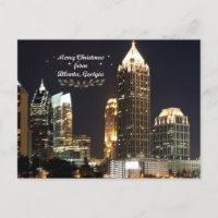 "Merry Christmas," Atlanta, Georgia Skyline