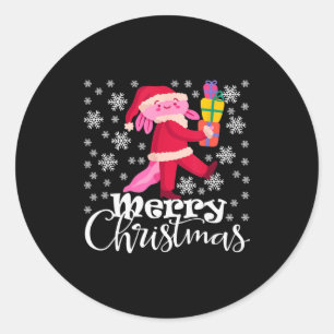 Merry Christmas Axolotl Funny Christmas Snowflakes Classic Round Sticker
