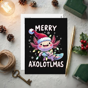 Merry Christmas Axolotl Lights Axolotlmas Tree Holiday Postcard