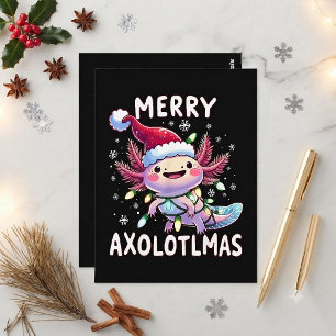 Merry Christmas Axolotl Lights Axolotlmas Tree Postcard