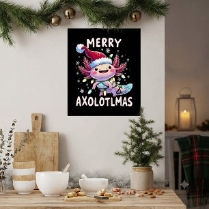 Merry Christmas Axolotl Lights Axolotlmas Tree Poster